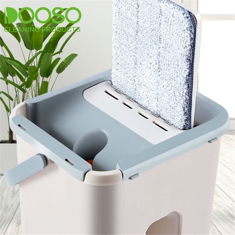Hand Free Easy Use Self-Washed Magic Microfiber squeegee Flat floor Mop with Bucket set for floor cleaning