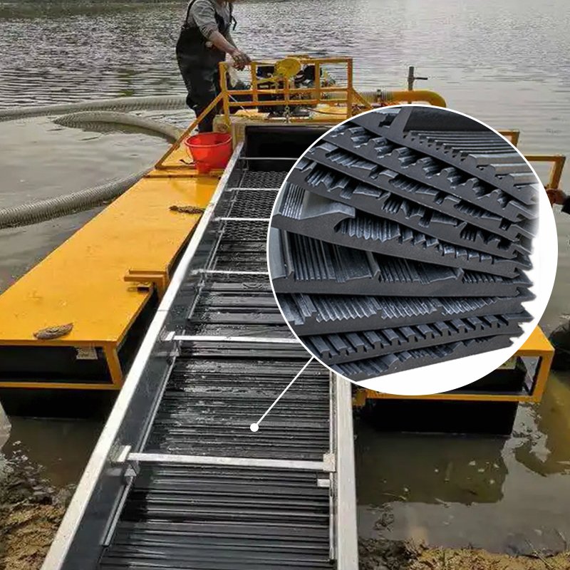 Gold Panning Dish Sluice Matt V Ribbed Rubber Gold Hog Mat Custom Thickness