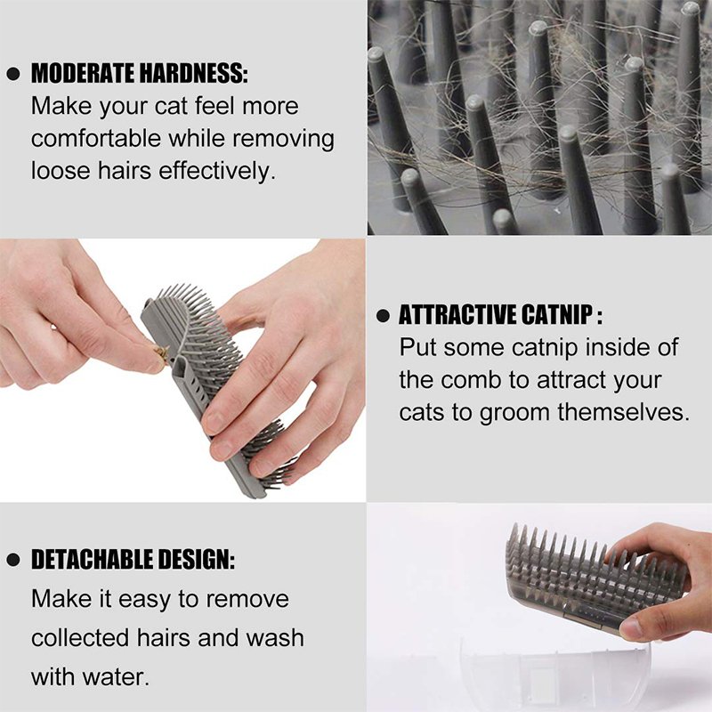 Massage Comb Pet Comb Removable Cat Corner Scratching Rubbing Brush Pet Hair Removal Pet Grooming Cleaning Supplies