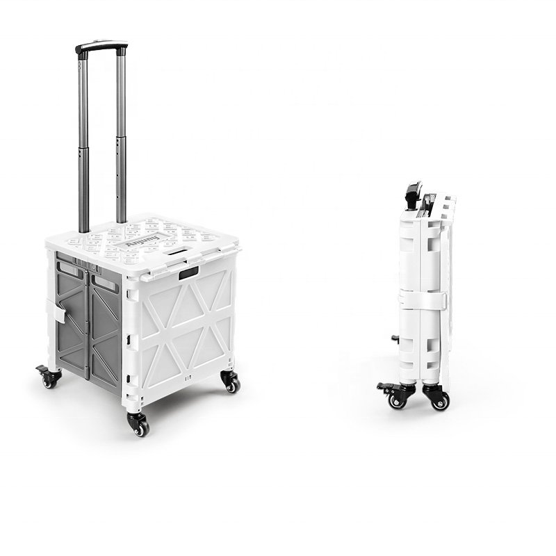 Anjuny Multi-Purpose Large Shopping Trolley Wheeled Outdoor Storage Box with Pull Rod
