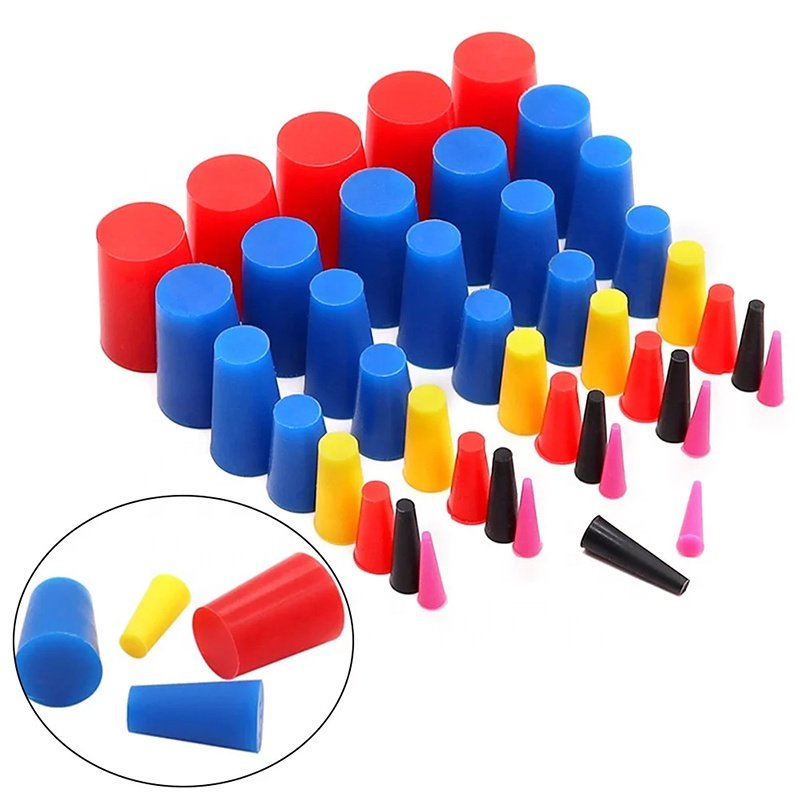 Top Quality Sealing Tapered Different Color Hole Silicone Cone Stopper Rubber Plugs Rubber End Caps For Test Tube Wine Bottle