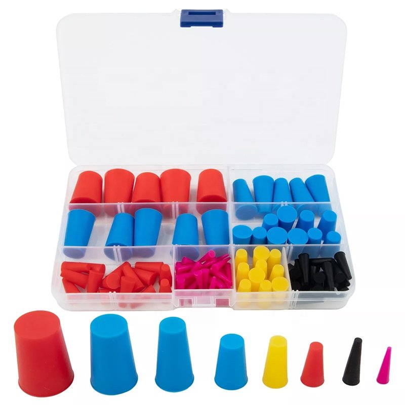 Top Quality Sealing Tapered Different Color Hole Silicone Cone Stopper Rubber Plugs Rubber End Caps For Test Tube Wine Bottle