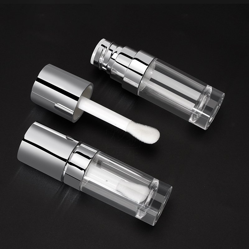New 10ml large lip brush rod lip gloss tube silver lip oil glaze bottle custom logo