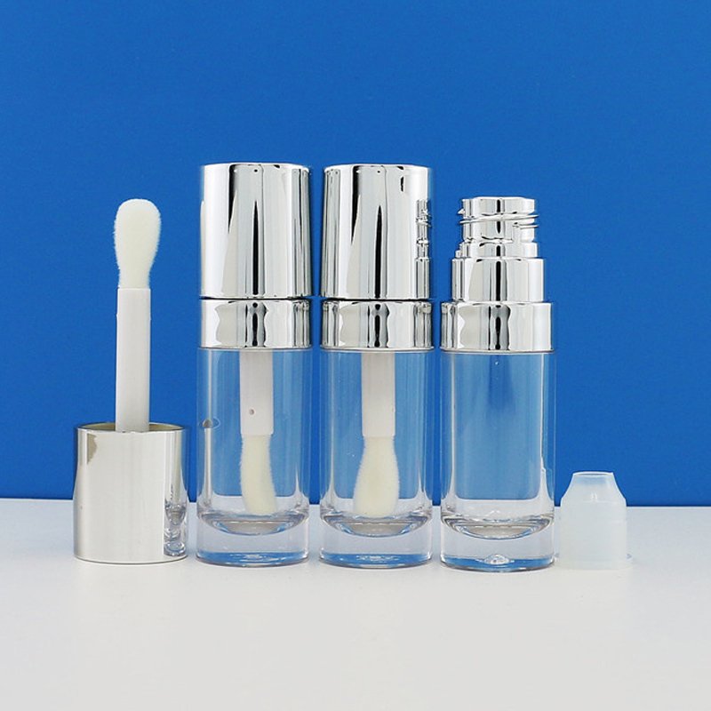 New 10ml large lip brush rod lip gloss tube silver lip oil glaze bottle custom logo