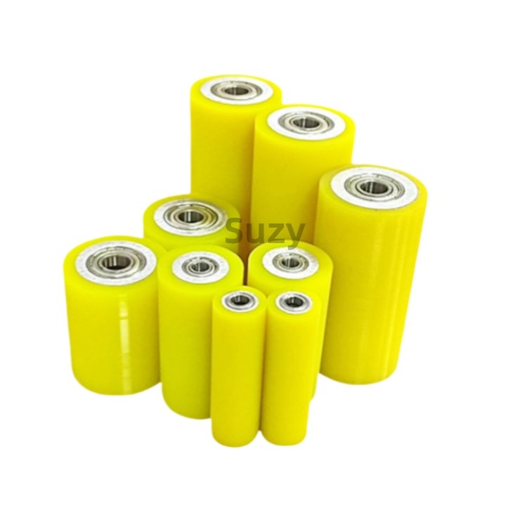 SWKS Factory Price Custom Molded PU Elastomer Rubber Coated Polyurethane Rollers With Bearing