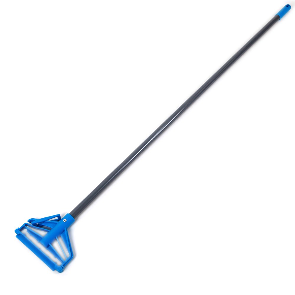 Touch Free Quick Change Kentucky mop clip with fiberglass handle 1" x 60" For Commercial Cleaning