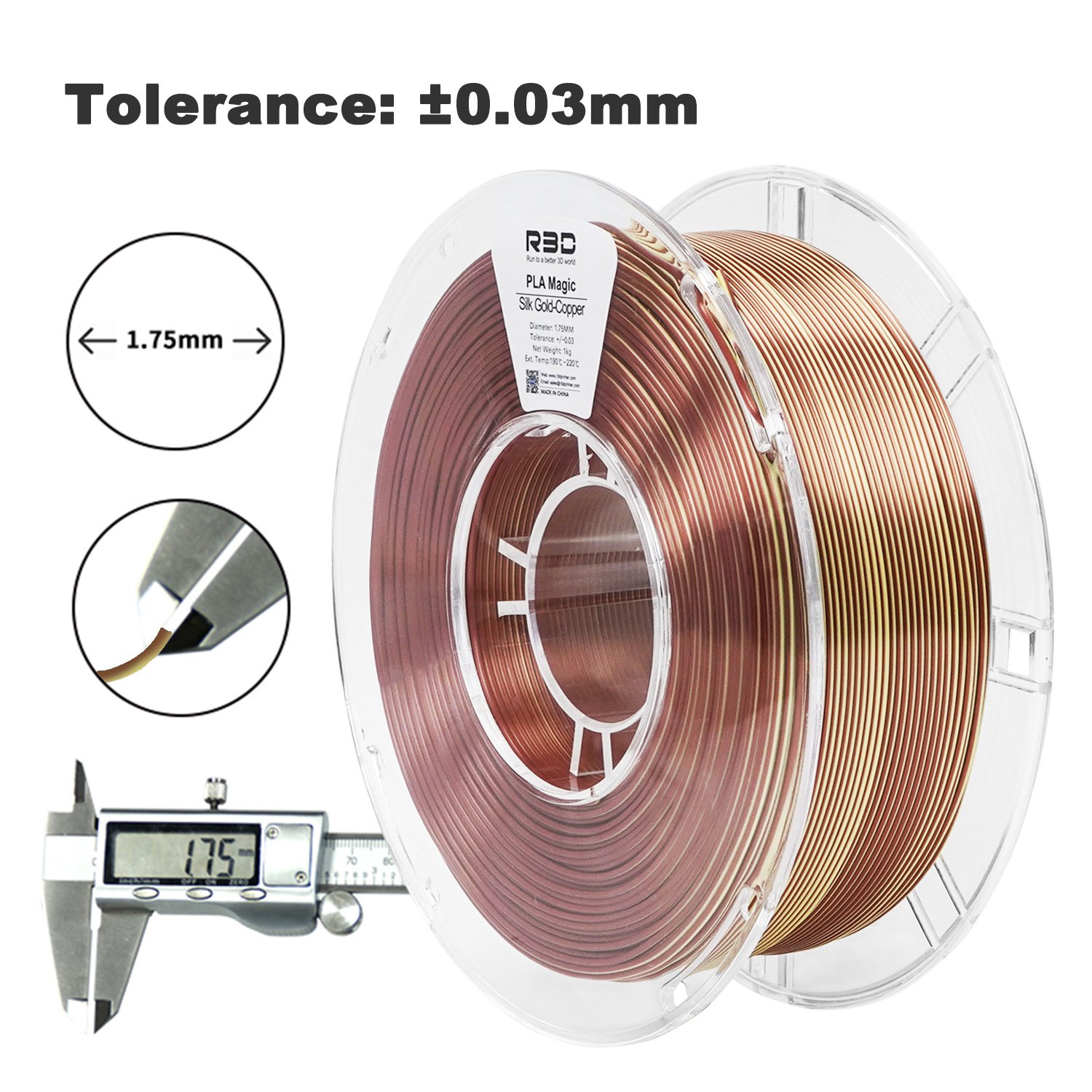 Top sale R3D Gold-Copper Magic Color filament Mystic Silky