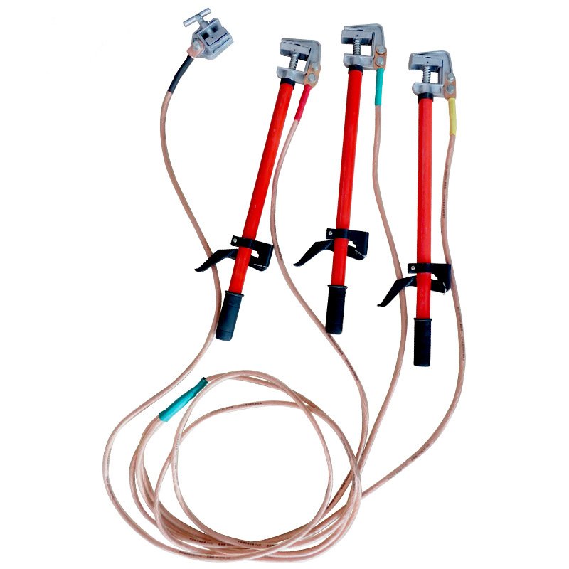 Copper and Plastic Protective Grounding Cable Clamps Set Assembled Ground Cluster