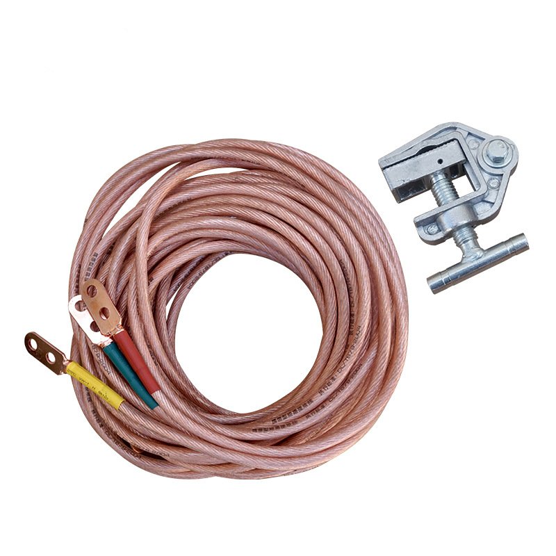 Copper and Plastic Protective Grounding Cable Clamps Set Assembled Ground Cluster