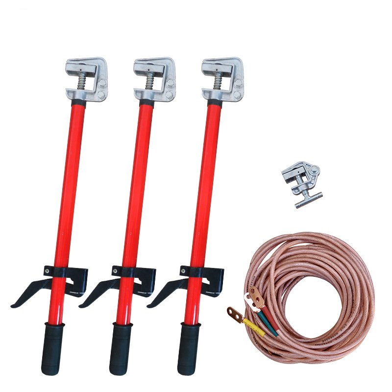 Copper and Plastic Protective Grounding Cable Clamps Set Assembled Ground Cluster