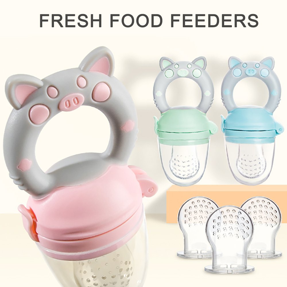 2021 BPA Silicone infant pacifier no need squeeze nipple kids fresh vegetable fruit silicone baby food pacifier baby feeding