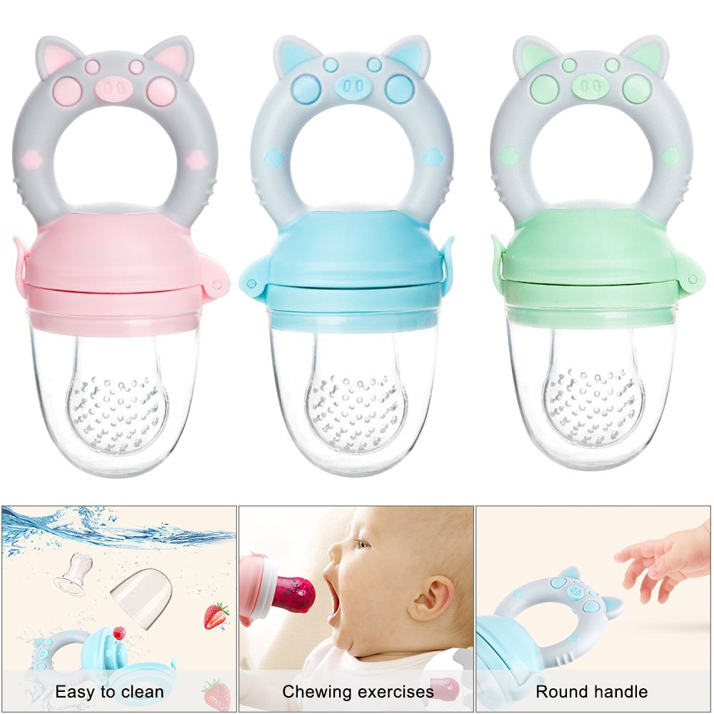 2021 BPA Silicone infant pacifier no need squeeze nipple kids fresh vegetable fruit silicone baby food pacifier baby feeding