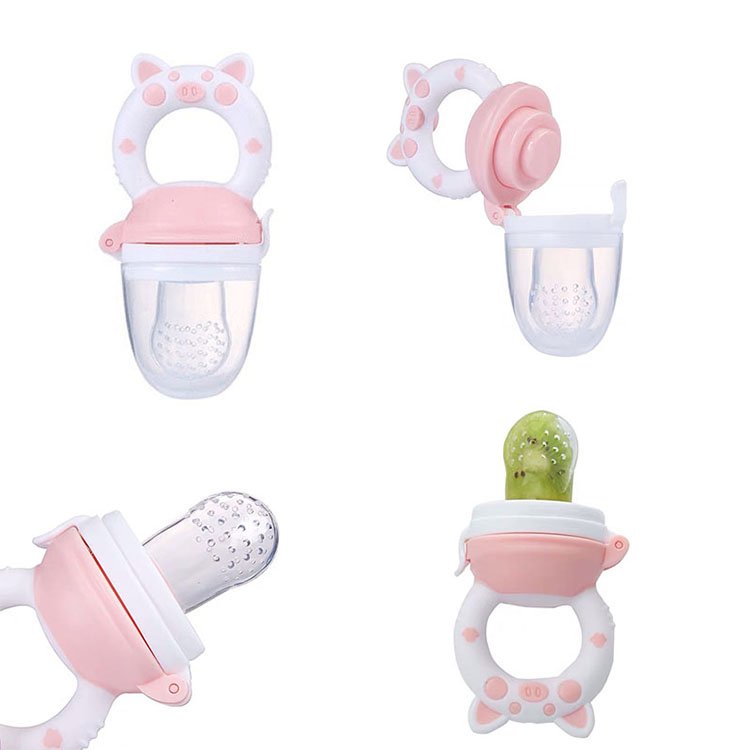 2021 BPA Silicone infant pacifier no need squeeze nipple kids fresh vegetable fruit silicone baby food pacifier baby feeding