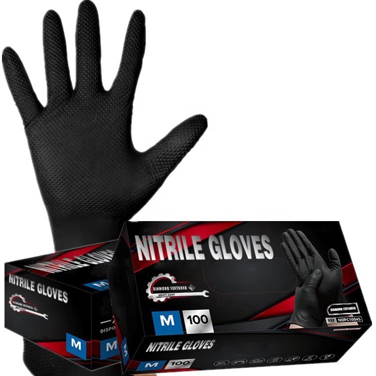 Wholesale price car cleaning room black orange nitrile powder free cleaning use industrial mechanics hand gloves
