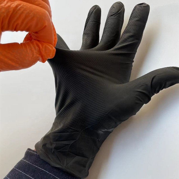 Wholesale price car cleaning room black orange nitrile powder free cleaning use industrial mechanics hand gloves