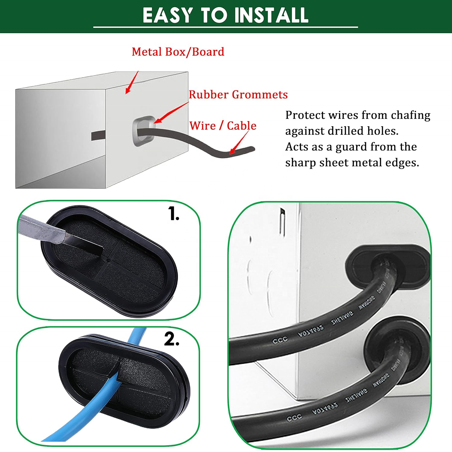 Oval Round Rubber Plug Hole Grommet Kit Black Double Sided Electrical Firewall Gasket Kit Rubber Grommets Hole Plug for Wiring