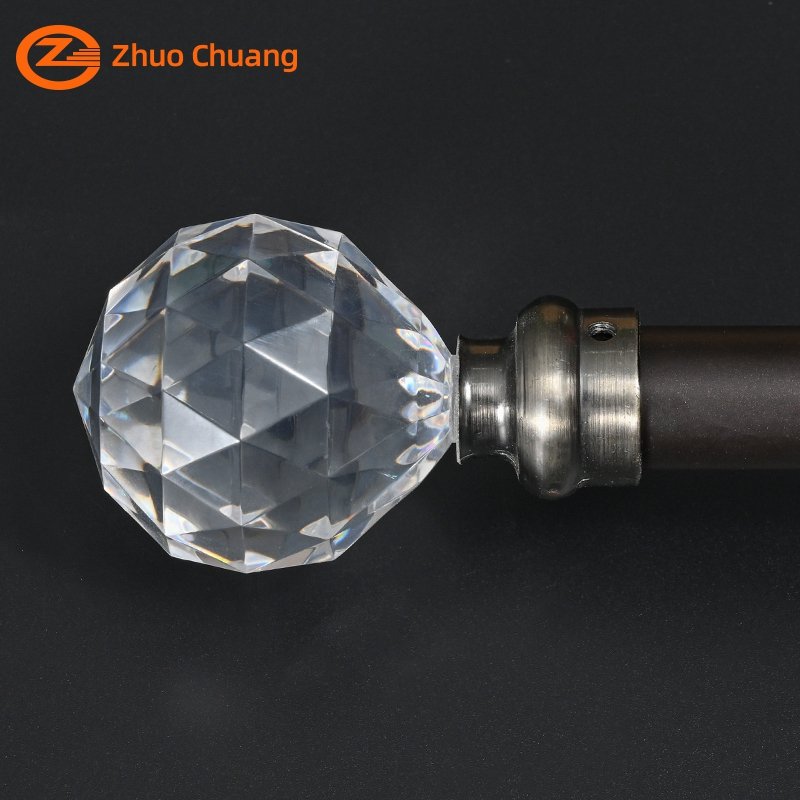 Transparent Crystal Series Curtain Rod Accessories Customized Size 42mm*45mm Curtain Rods Finials Manufacturer
