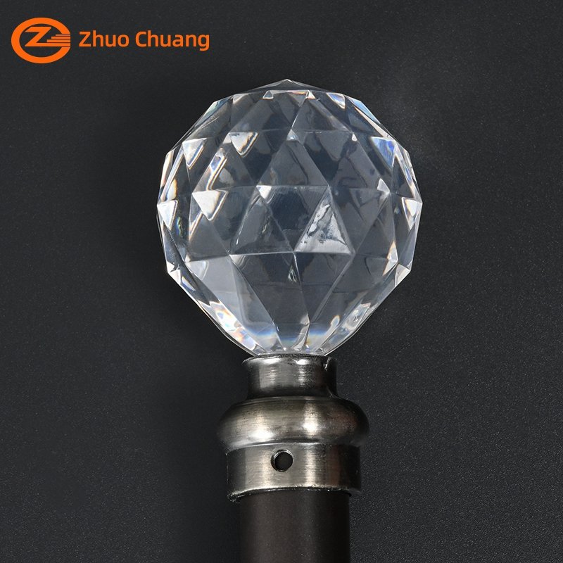 Transparent Crystal Series Curtain Rod Accessories Customized Size 42mm*45mm Curtain Rods Finials Manufacturer