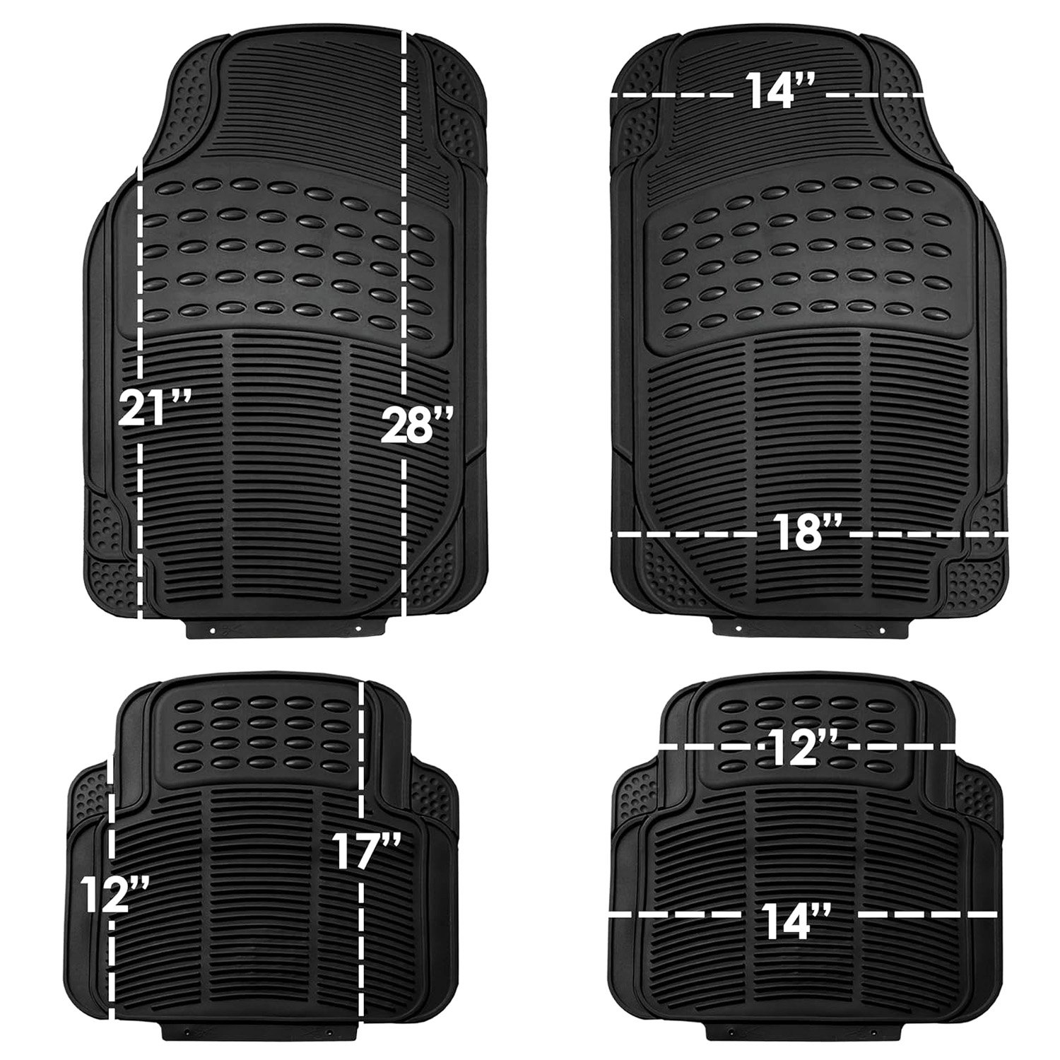 4PC Set Automotive Heavy Duty Rubber Universal Fit Full Set For Sedan SUV Truck Car Rubber Floor Mat