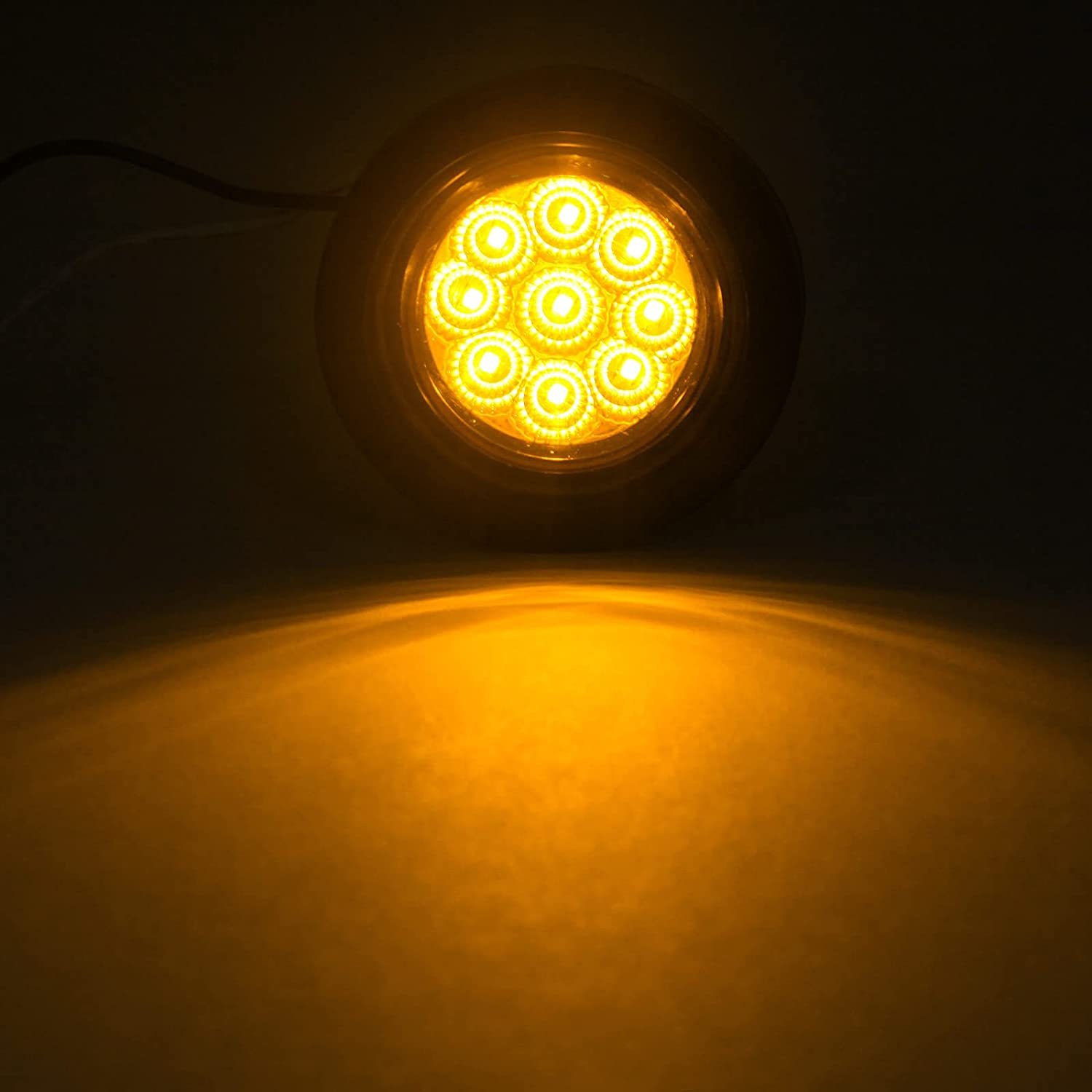 2 Inch Round 9LED Vehicle Automotive Side Marker Light Clearance Lights Truck Trailer RV Identification Lamp IP65 Waterproof