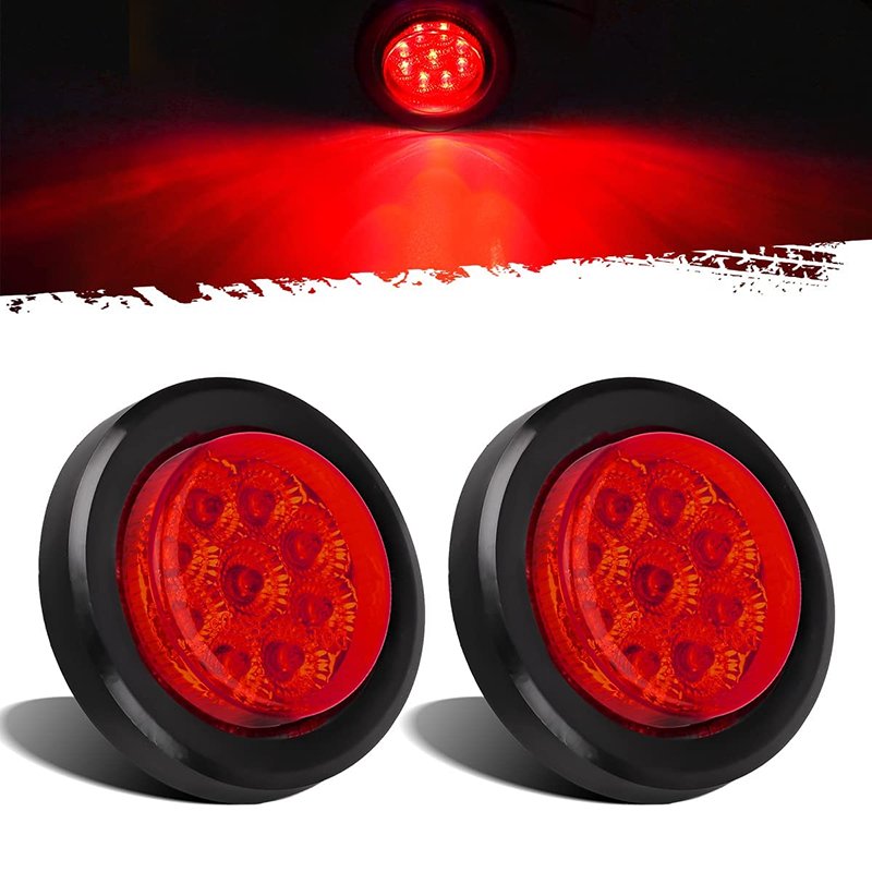 2 Inch Round 9LED Vehicle Automotive Side Marker Light Clearance Lights Truck Trailer RV Identification Lamp IP65 Waterproof