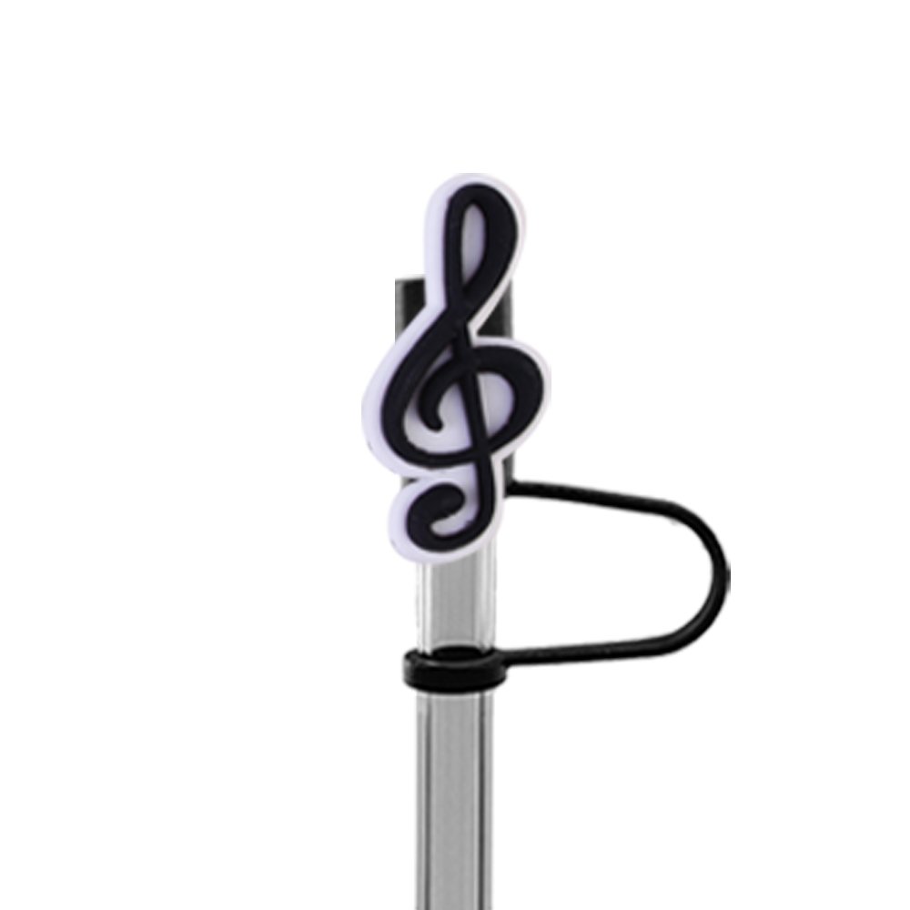 10mm Wholesale Silicone Straw Topper Latest Design Cartoon Music Straw Topper Cover Custom LOGO PVC Decoration For Bar Club