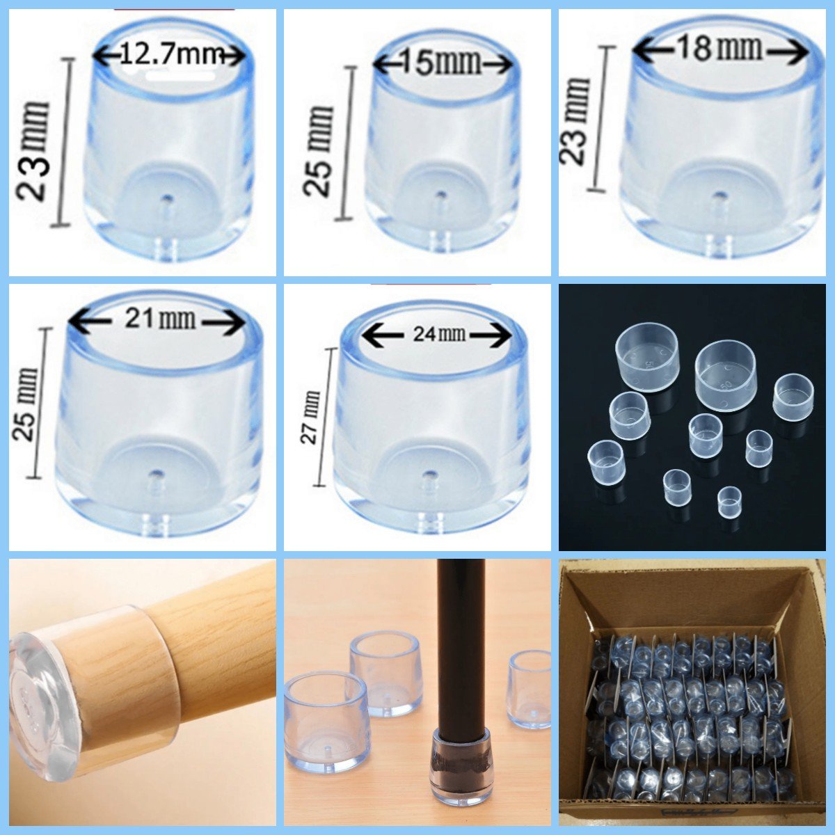 16-Pack Non Slip Leg Tips Furniture Grippers Pads Floor Protector Sofa Rubber Chair Feet Table Leg Caps Round Cover Feet