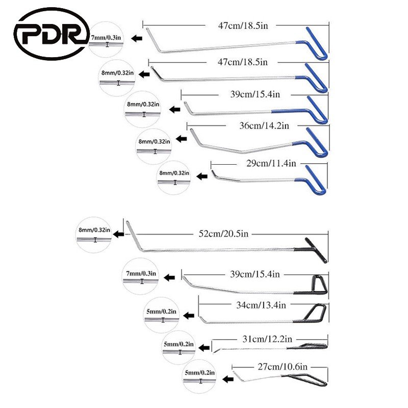 79pcs professional pdr rods car auto body paint less dent remover repair hail damage removal tools