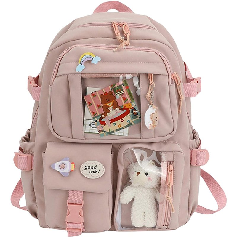 Stylish AntiTheft Travel Bag Waterproof Cute school Backpacks with cute little patch decoration for Book College