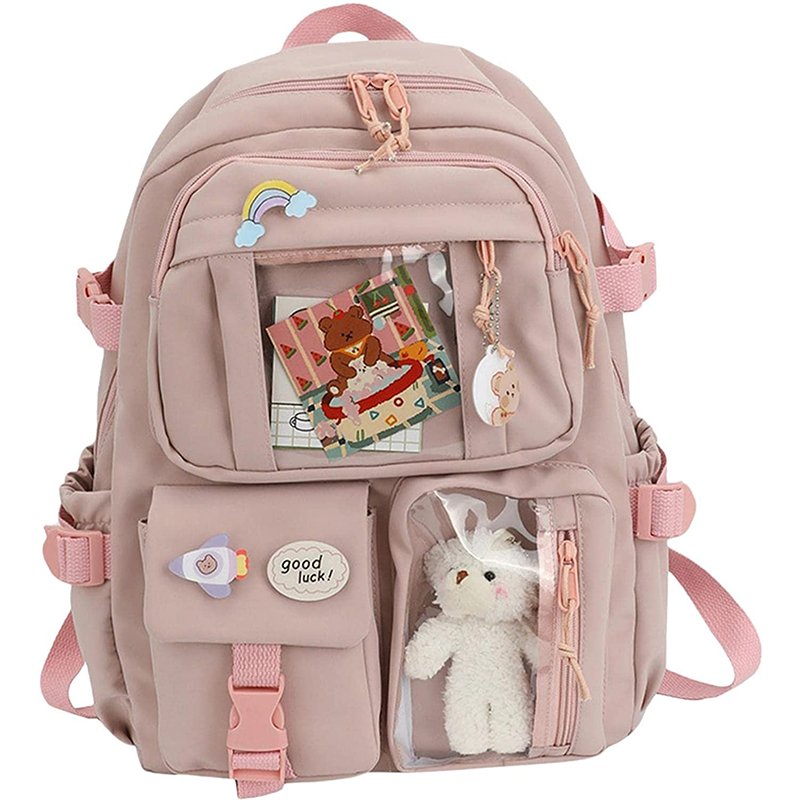 Stylish AntiTheft Travel Bag Waterproof Cute school Backpacks with cute little patch decoration for Book College