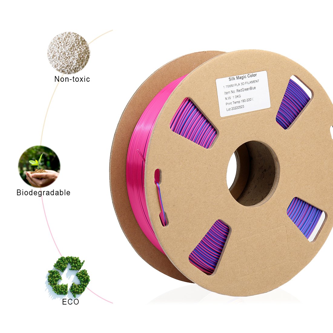 Wholesale PLA filament 1.75mm 3d printer filament pla silk tricolor 3d printing plastic rods Silk 3d filament for 3d printer