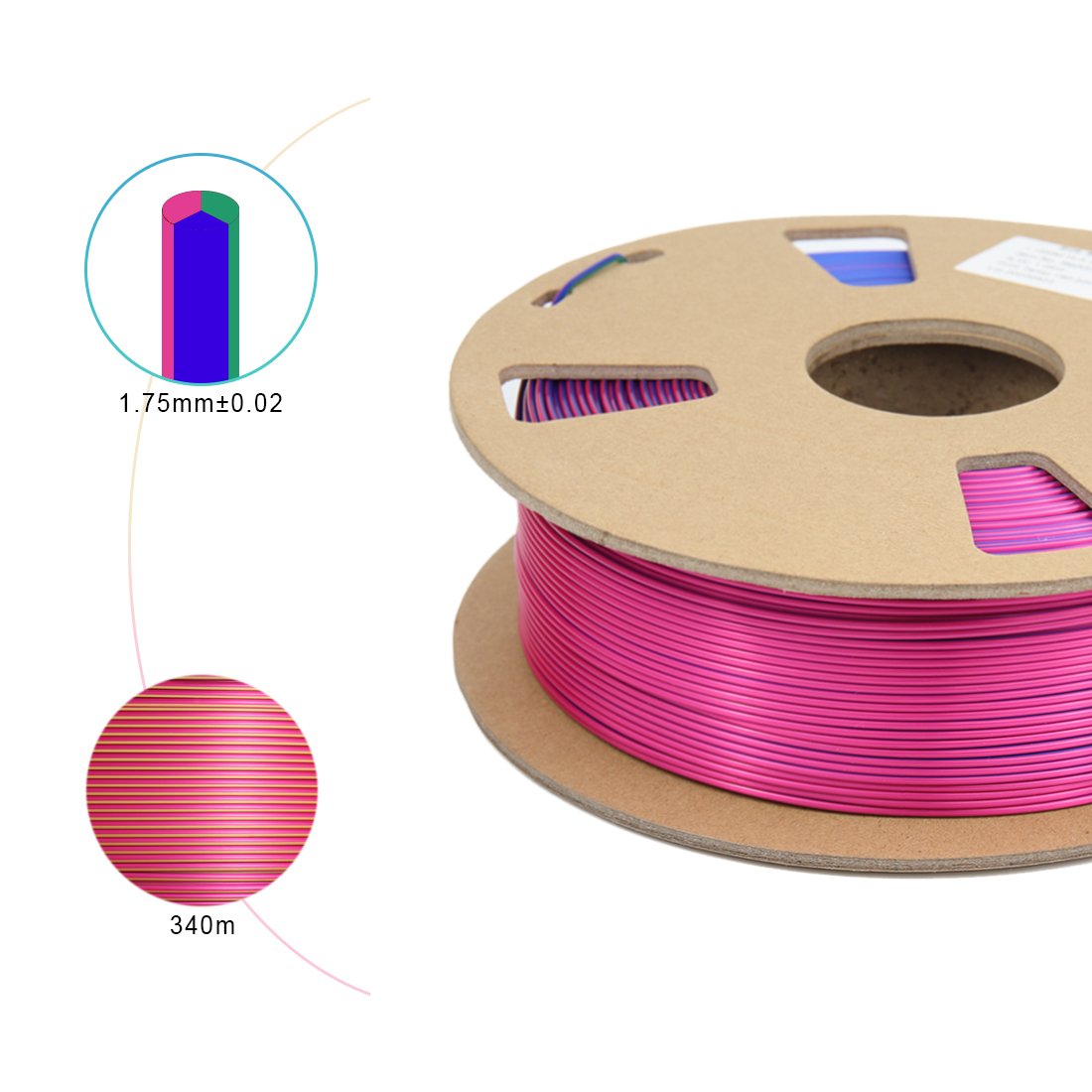 Wholesale PLA filament 1.75mm 3d printer filament pla silk tricolor 3d printing plastic rods Silk 3d filament for 3d printer