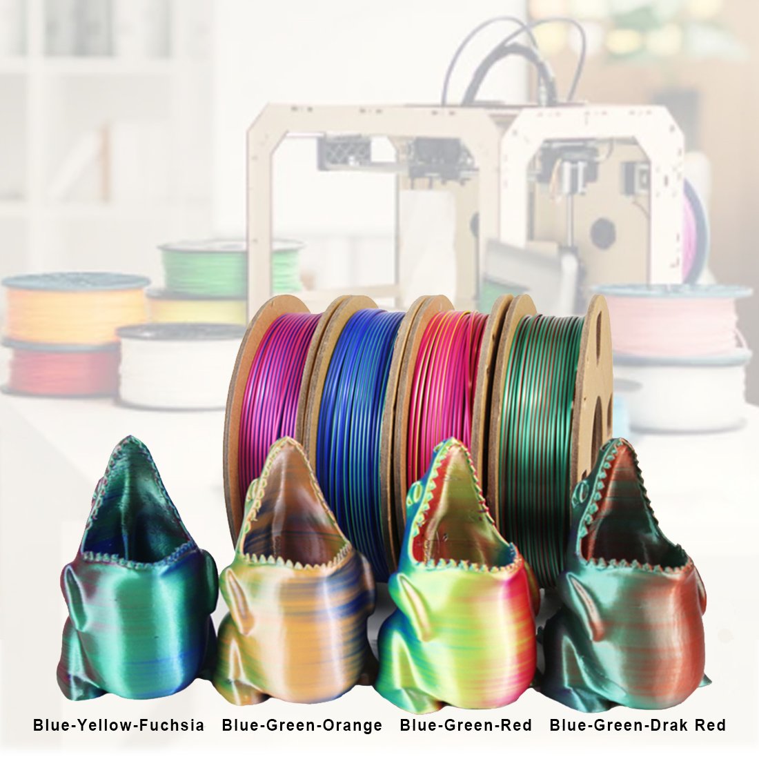 Wholesale PLA filament 1.75mm 3d printer filament pla silk tricolor 3d printing plastic rods Silk 3d filament for 3d printer