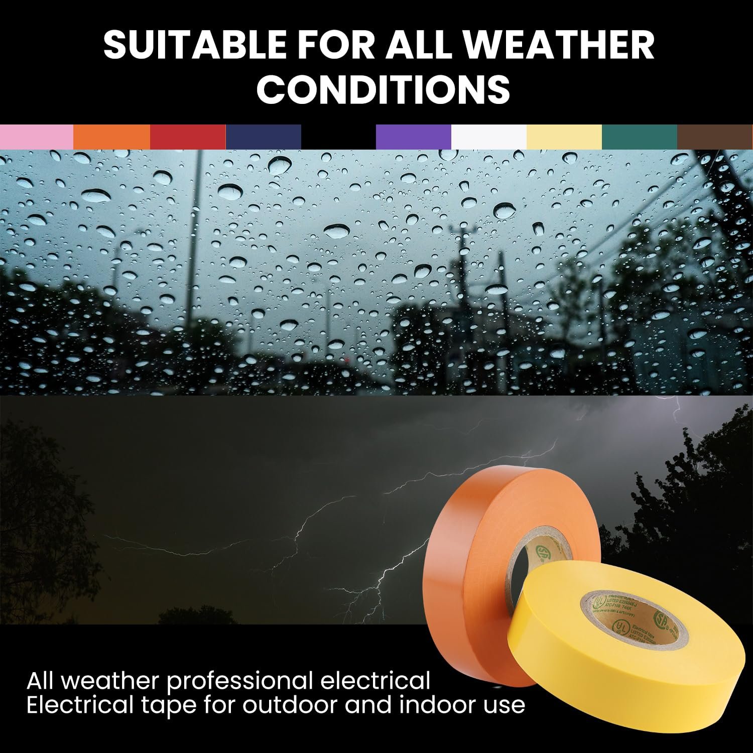 Electrical Tape,Easy-Wrap,Flame Retardant,Multi-Color,Great for General Home&DIY,Automotive,Electrical,Labeling Craft Project