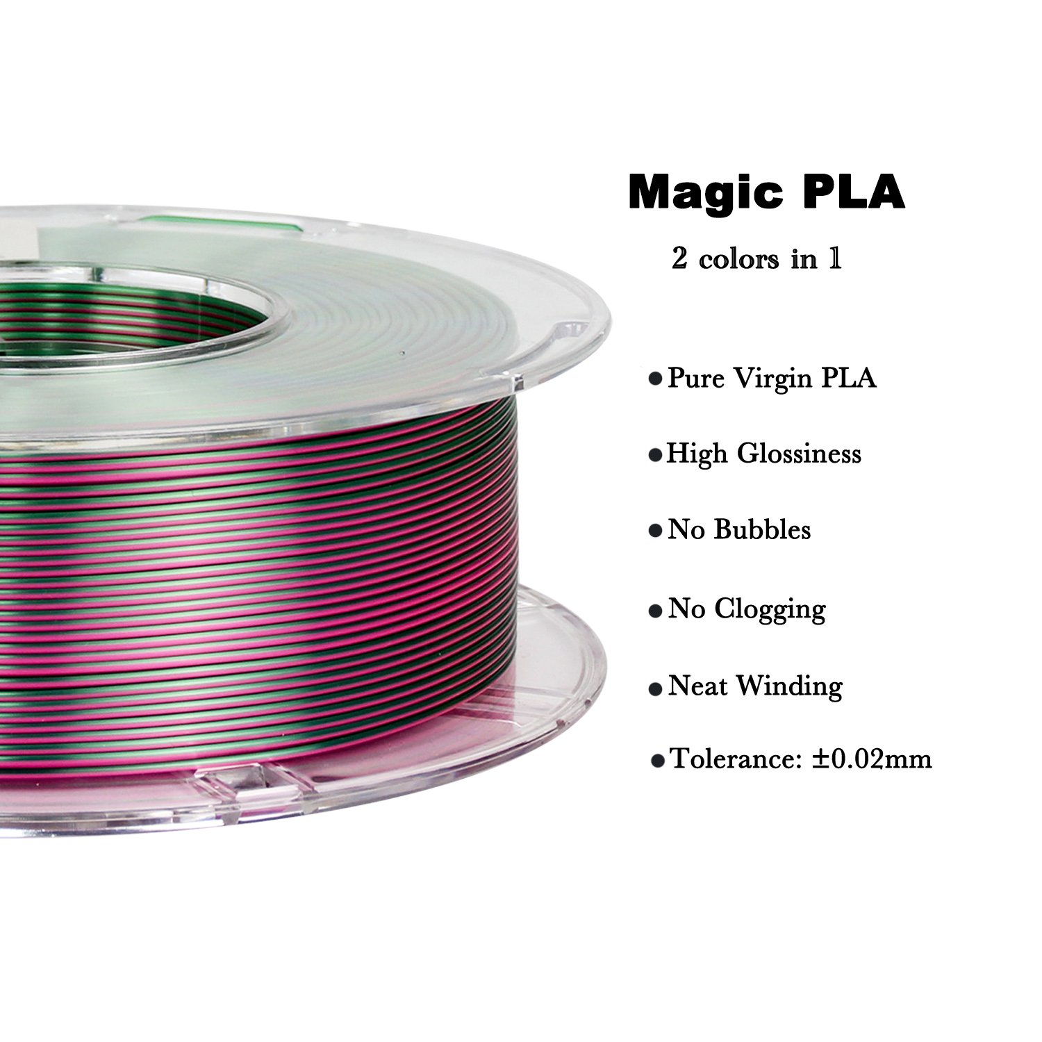 R3D Dark Green-Hot Pink 2 Colors in 1 Magic PLA Filament Silk for 3d Printer 1.75mm 1kg
