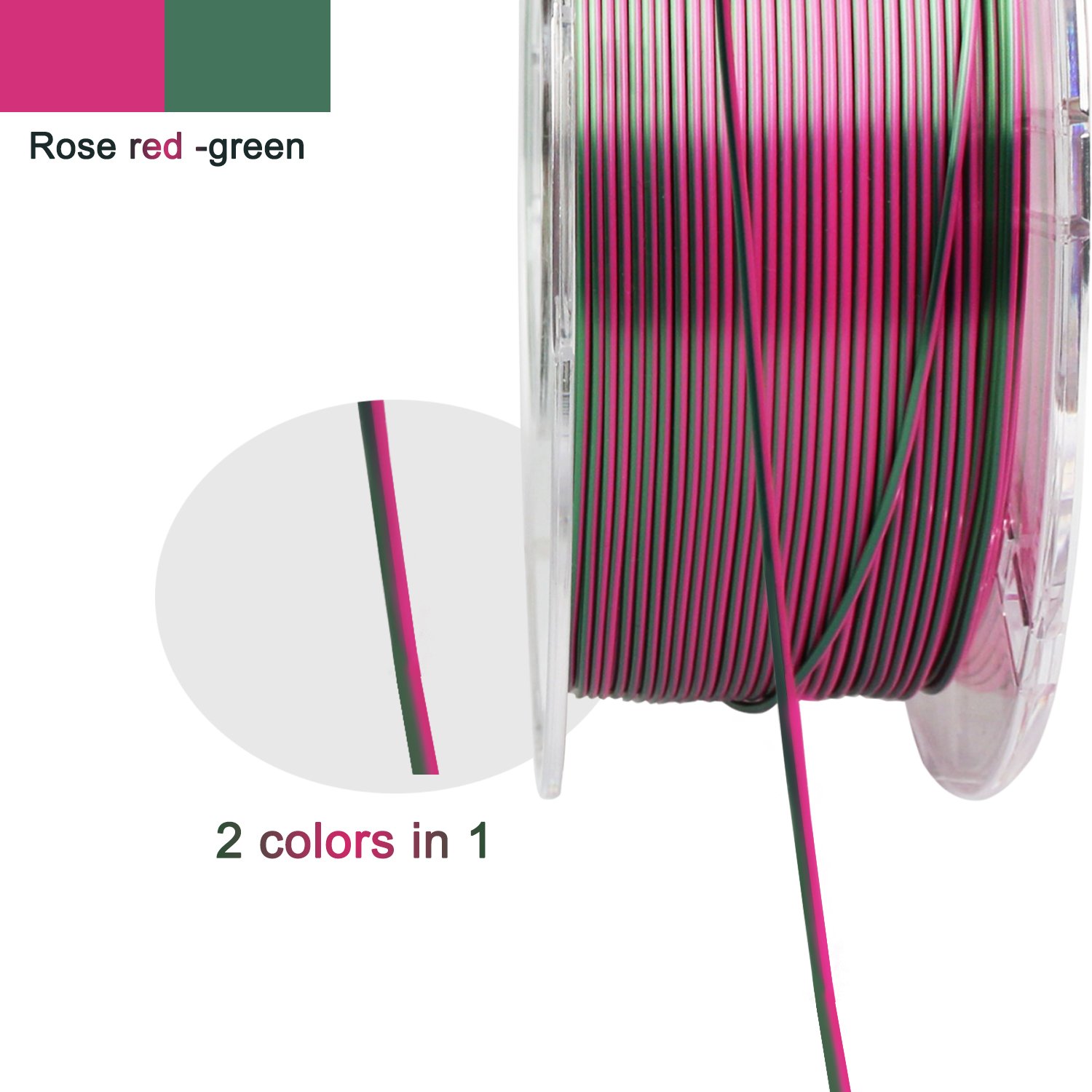 R3D Dark Green-Hot Pink 2 Colors in 1 Magic PLA Filament Silk for 3d Printer 1.75mm 1kg