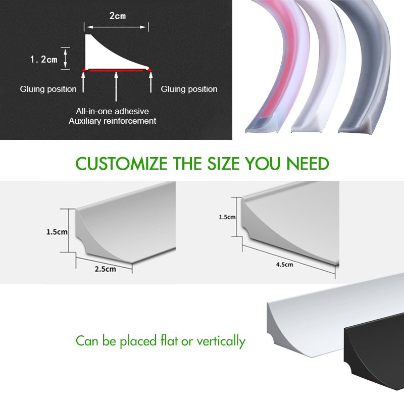 Self-adhesive wet and dry cabinet kitchen countertop water blocking strip rubber countertop edging strip