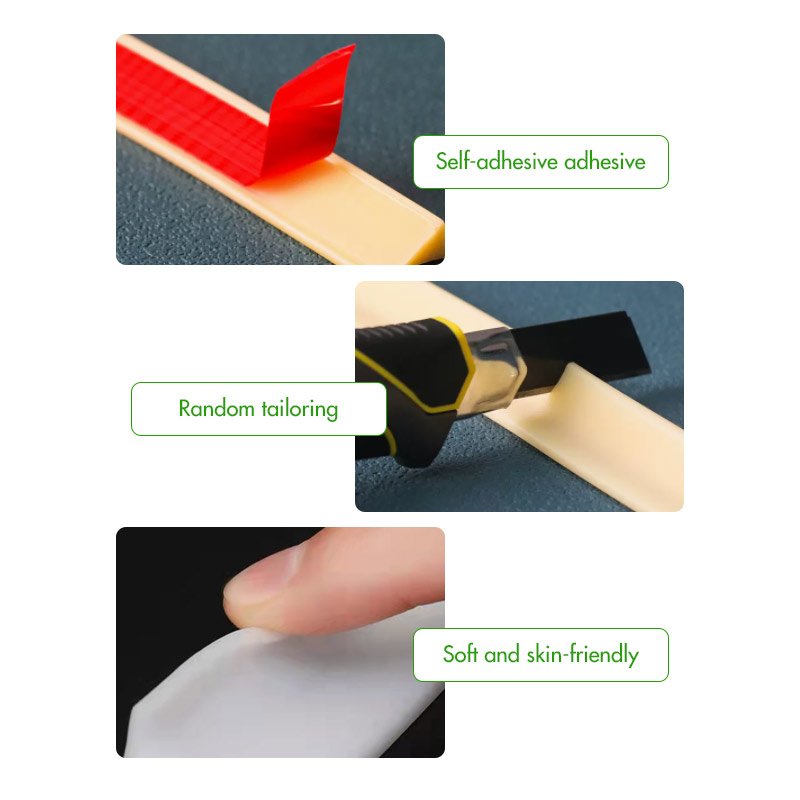 Self-adhesive wet and dry cabinet kitchen countertop water blocking strip rubber countertop edging strip