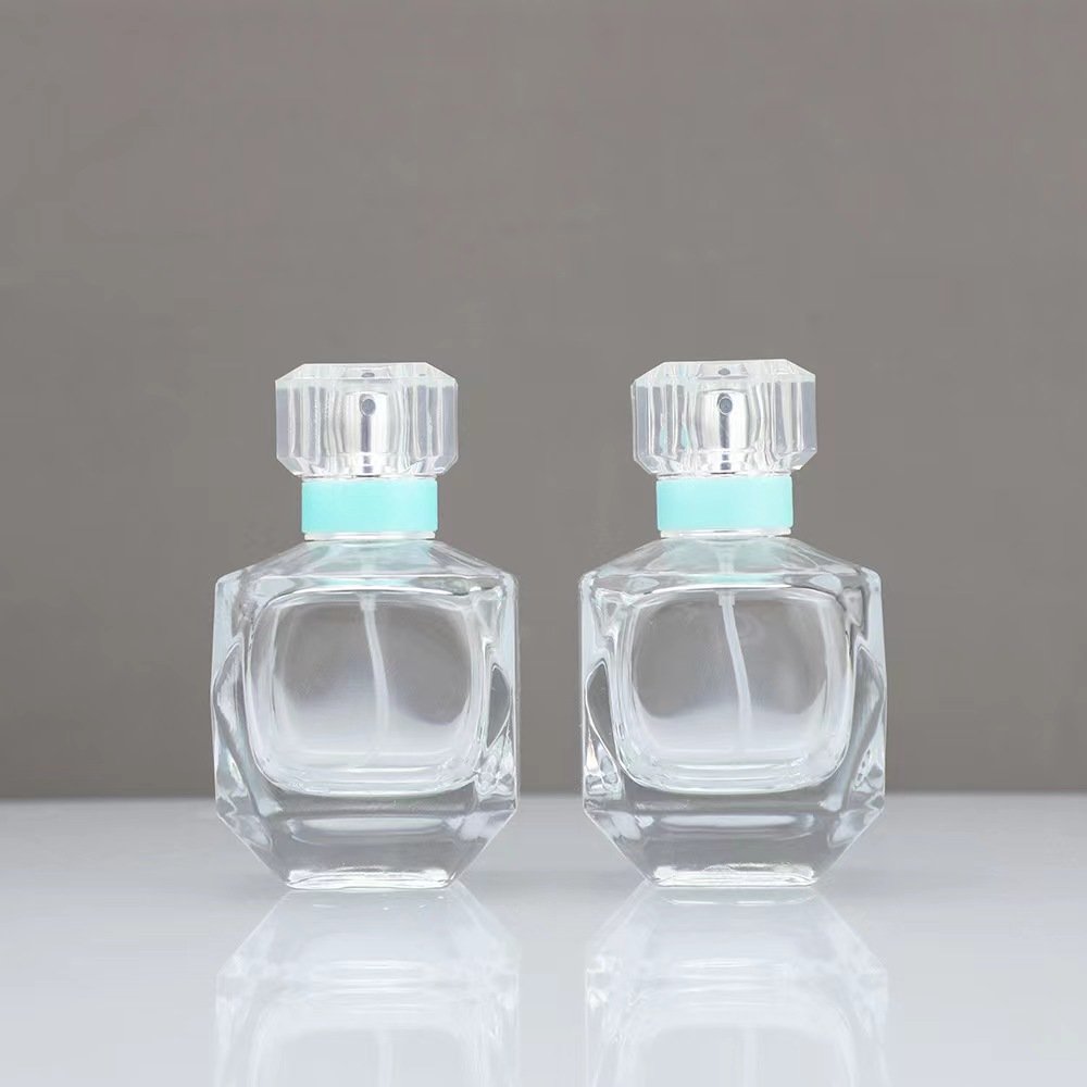 30ml 50ml 100ml unique square perfume glass empty spray bottle luxury cap with box