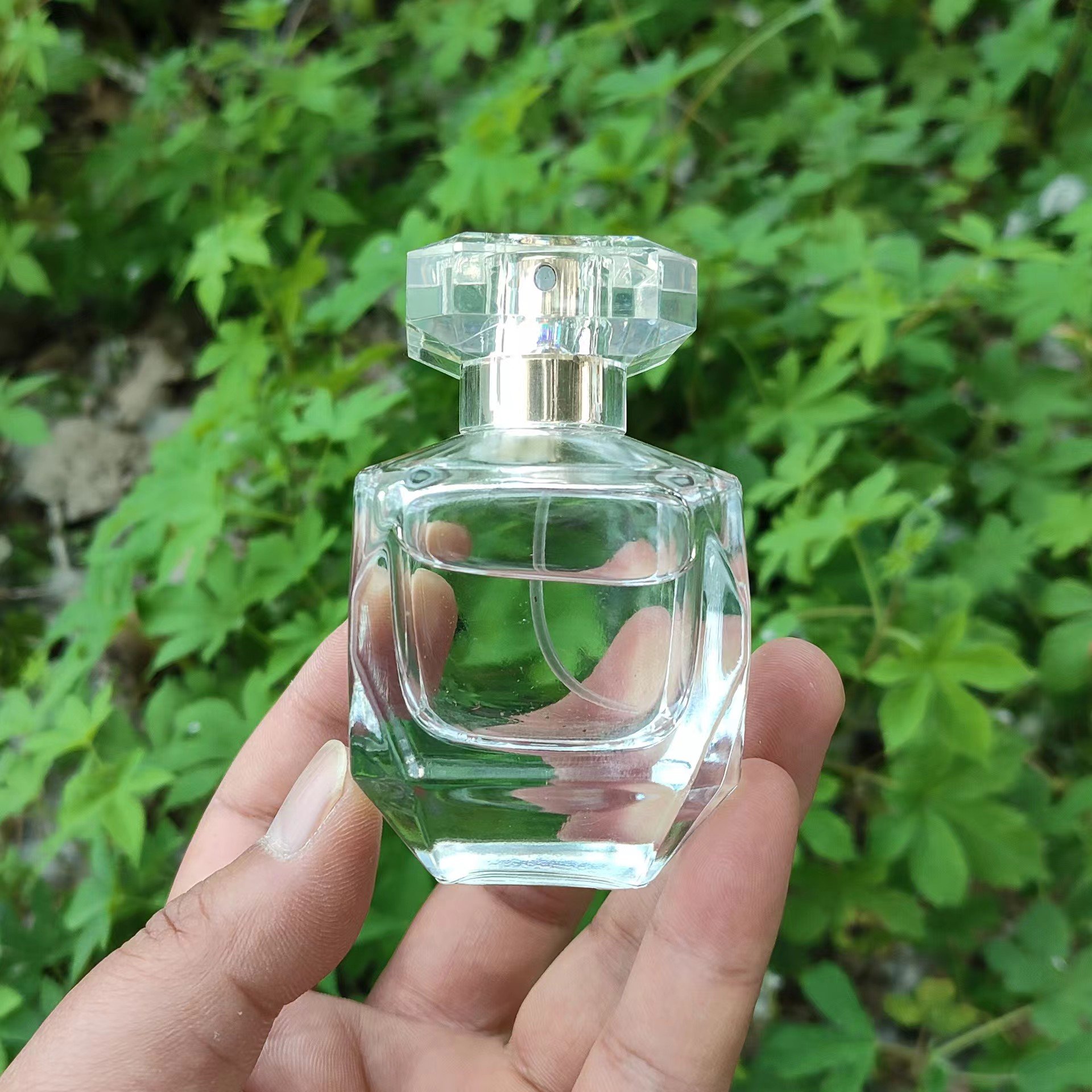 30ml 50ml 100ml unique square perfume glass empty spray bottle luxury cap with box
