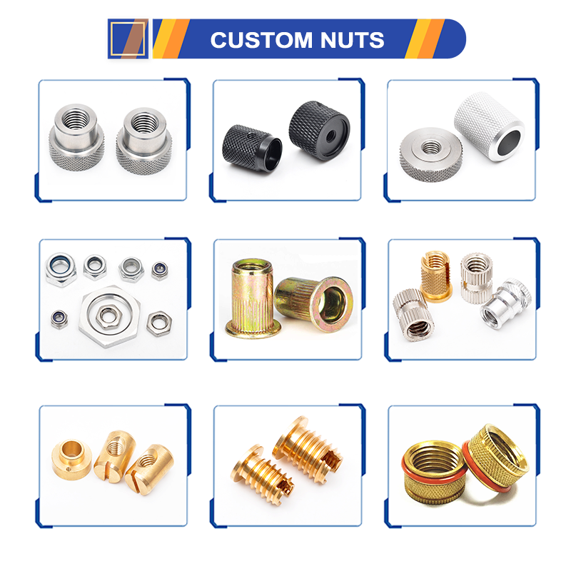 Custom m6 m8 Stainless Steel Cage Welding Flange Wing Brass Square Knurled Titanium Insert Lock Riveted Hex Nuts