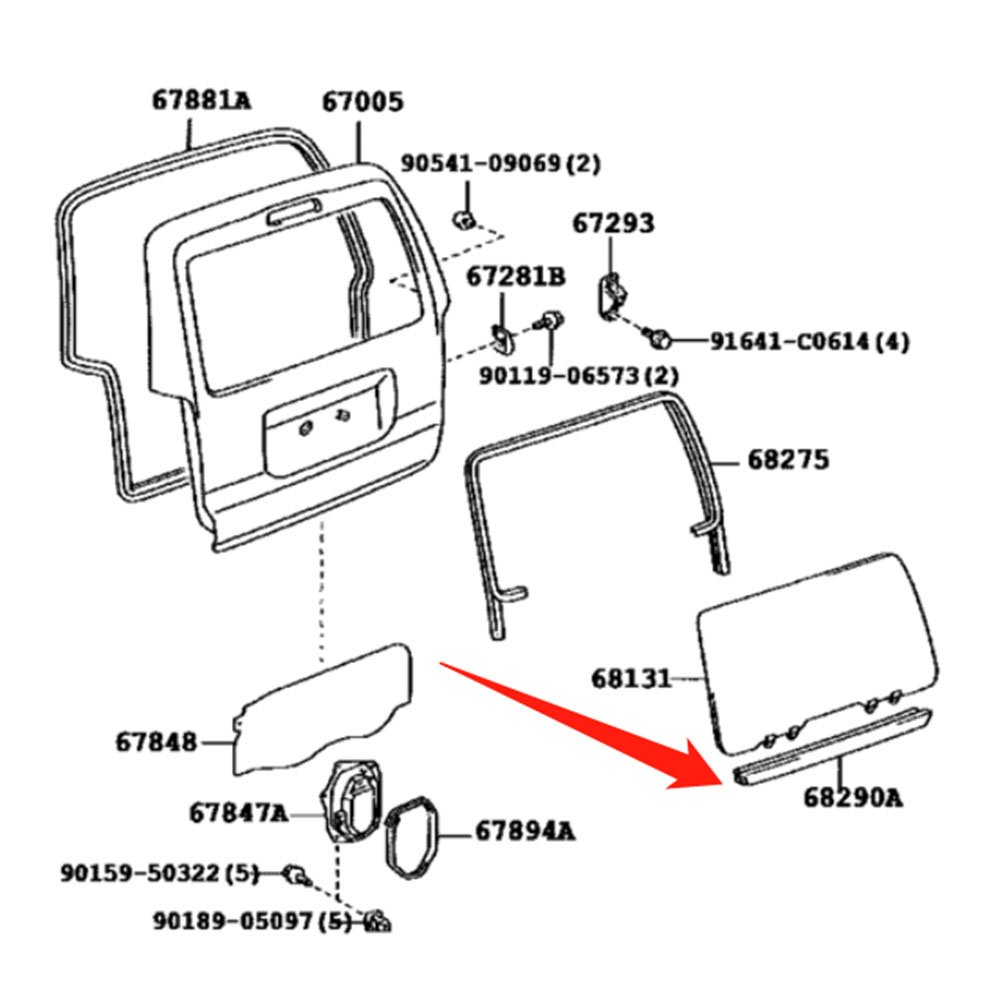 HYA Weatherstrip Backdoor Hatch Molding Seal for Toyota 4 Runner 2003-2009