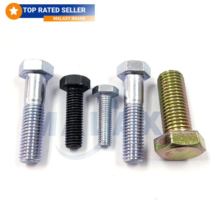 MALAXY 38M Galvanised 6Mm Din 931 Din 975 Rods Black Hex Bolt