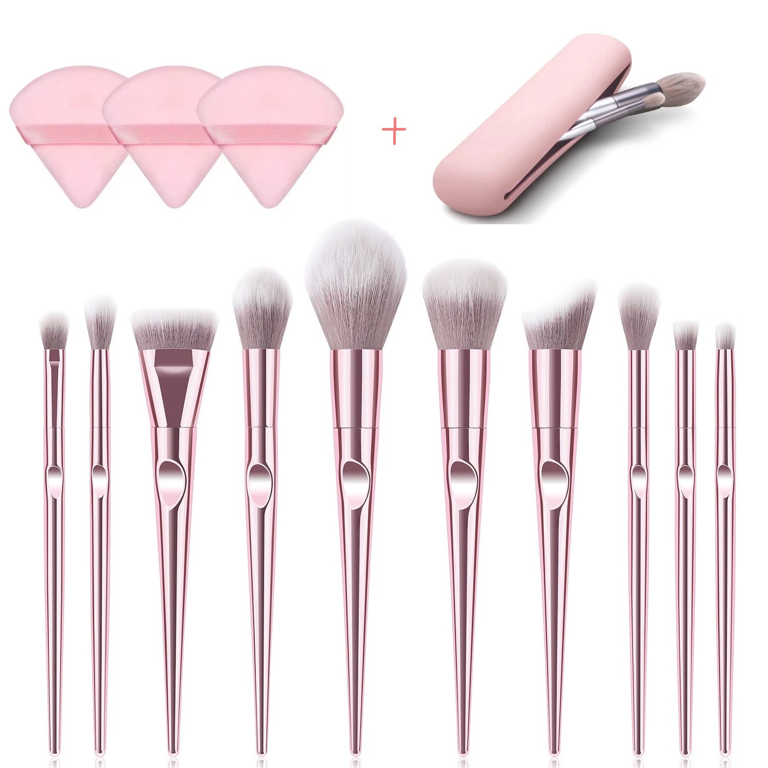 Custom logo 10PCS Professional Makeup Brushes Wholesale Synthetic Makeup Brushes Pink Brush Set Makeup with Curling Rod