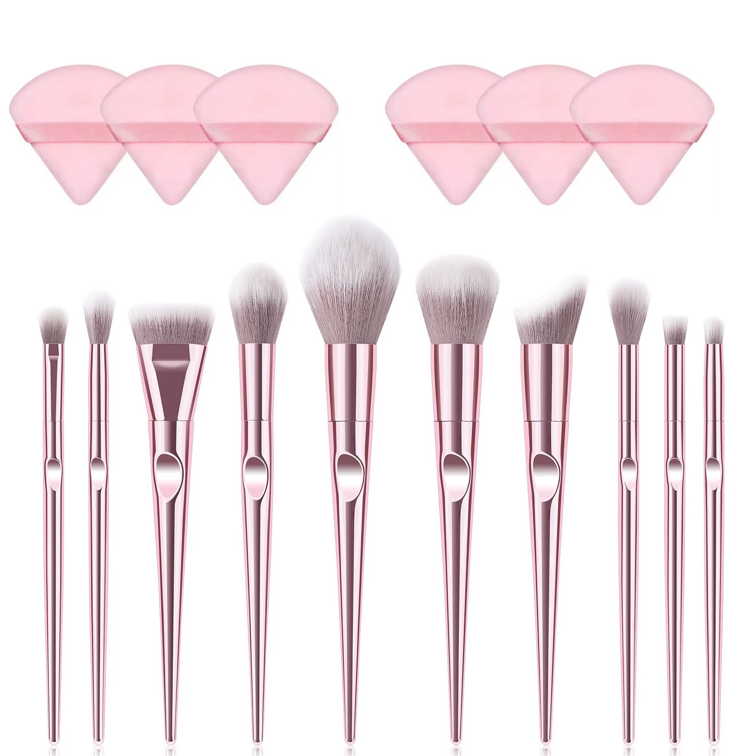 Custom logo 10PCS Professional Makeup Brushes Wholesale Synthetic Makeup Brushes Pink Brush Set Makeup with Curling Rod