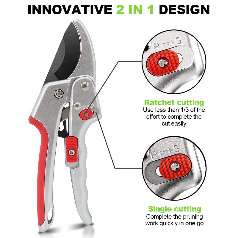 SUNSHINE Garden Pruner Shears Carbon Steel 8'' Pruning secateurs Scissors Rough Branch Shears Garden Grafting Tools Branch Shear