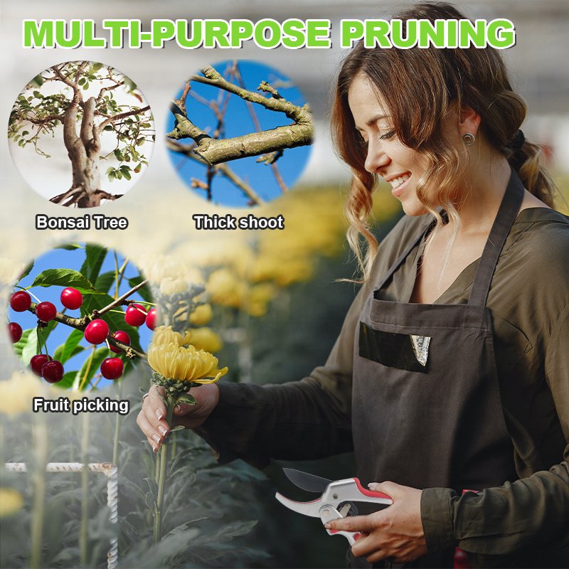SUNSHINE Garden Pruner Shears Carbon Steel 8'' Pruning secateurs Scissors Rough Branch Shears Garden Grafting Tools Branch Shear