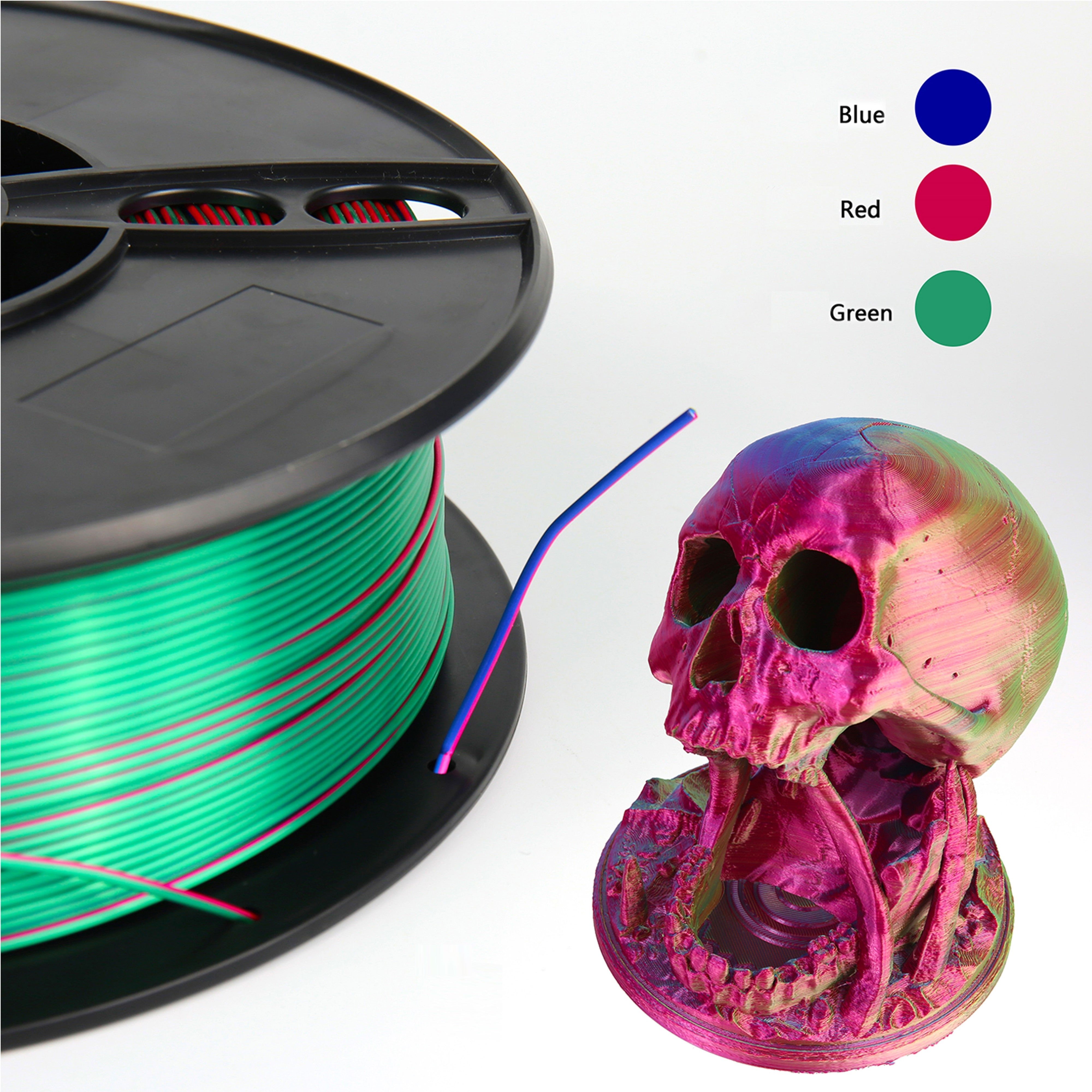 Factory sales PLA Filament silk three-colour1.75mm Pla Filamento 3d Printing Filament Extruded Plastic PLA Rods