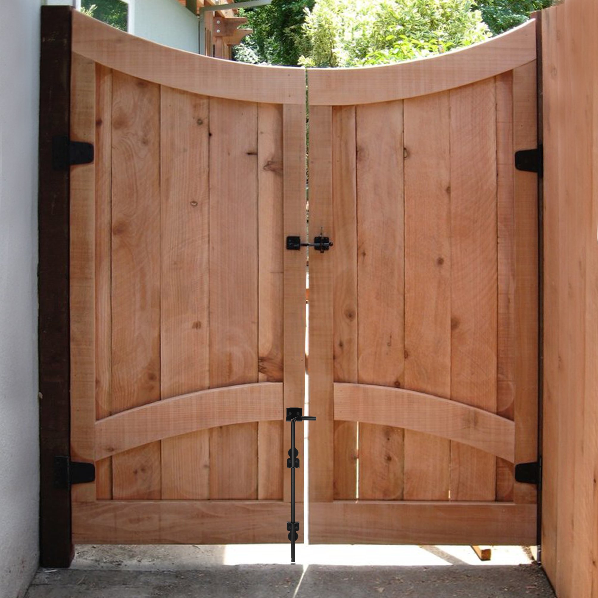 18" Cane Bolt Drop Rod Heavy Duty Gate Hardware Black Solid Steel Gate Ground Latch for Wood PVC Vinyl Metal Gates Fences Doors
