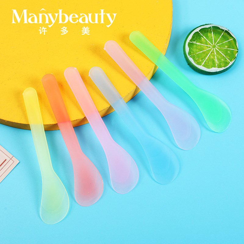 13CM Mini Plastic beauty tool transparent handle facial Cream applicators body Spoon mixing stirring rod Cosmetic Mask spatula